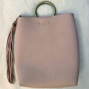 Anthropologie Vegan Leather Bag w/ Crossbody Strap in Blush Pink
